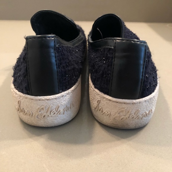 Navy Blue Tweed Sam Edelman Slip Ons - Picture 4 of 4